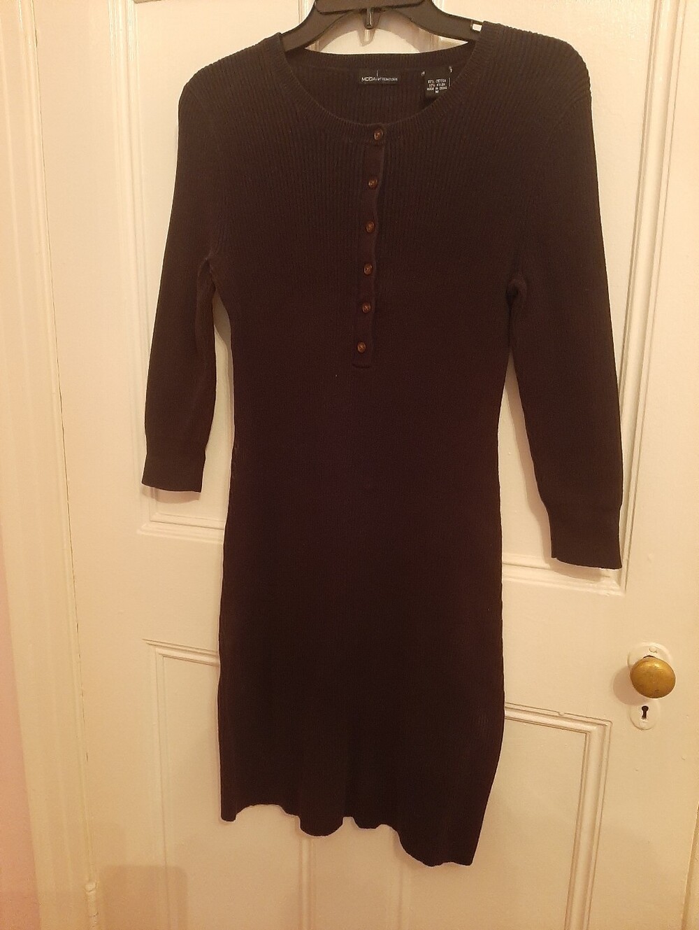 Ribbed Henley Midi Dress
